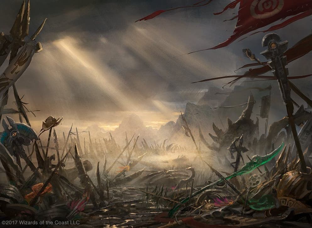 Dark atmospheric fantasy battle scene